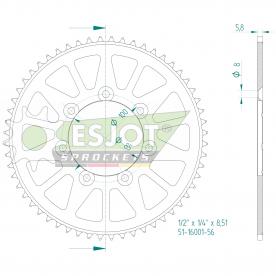 ESJOT  Alu-pignon de chaîne 56 Z