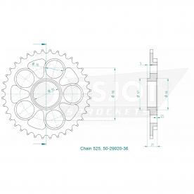 ESJOT Sprocket steel 36 Z silver