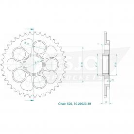 ESJOT Sprocket steel 39 Z silver Ducati
