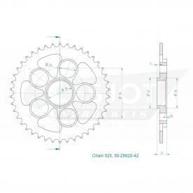 ESJOT Sprocket steel 42 Z silver Ducati