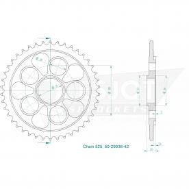 ESJOT Sprocket steel 42 Z silver