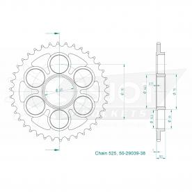 ESJOT Pignon en acier 38 Z