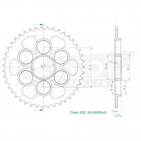 ESJOT Sprocket steel 43 Z Ducati