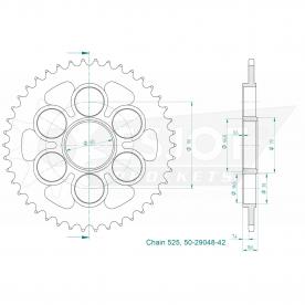 ESJOT Sprocket steel 42 Z silver Ducati