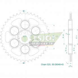 ESJOT Kettenrad Stahl 43 Z silber Ducati