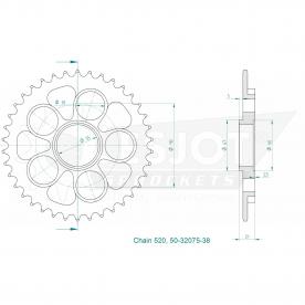 Esjot Kettenrad 38 Z silber