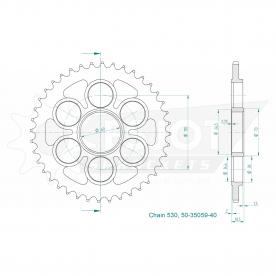 ESJOT Sprocket steel 40 Z silver Ducati