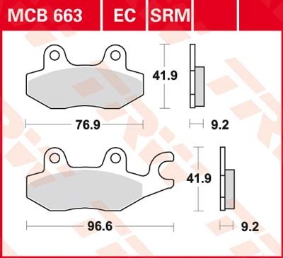 TRW disc brake pads MCB663SRM
