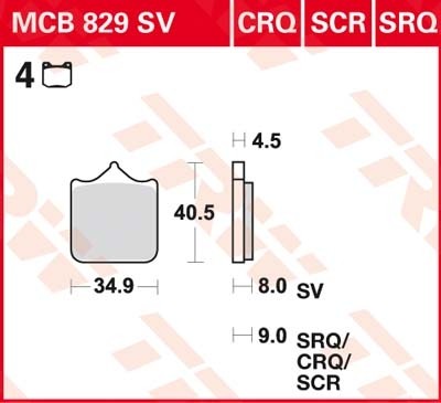 TRW disc brake pads MCB829SV
