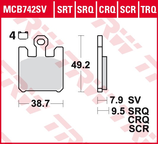 TRW disc brake pads MCB742SCR