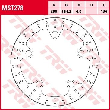 TRW disques de frein fixe MST278