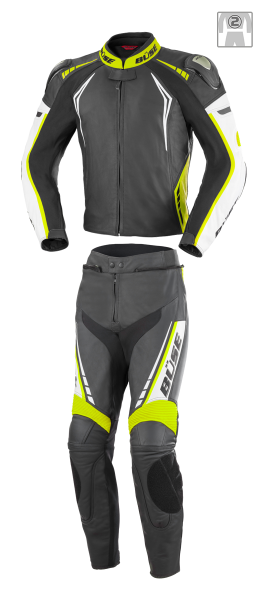 BÜSE Silverstone Pro leather suit 2pcs. ladies black-neon yellow