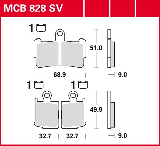 TRW disc brake pads MCB828SV