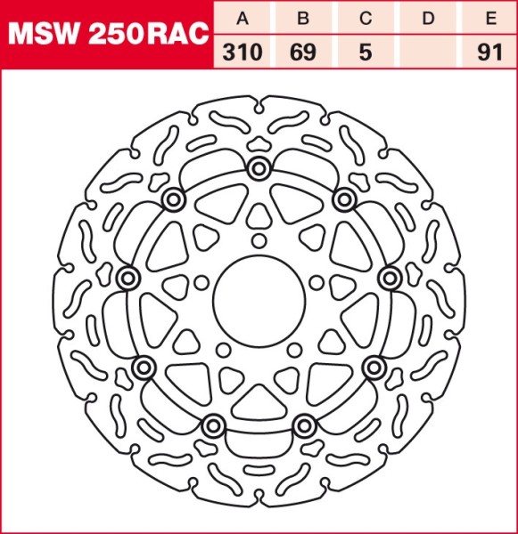 TRW RACING Bremsscheibe schwimmend MSW250RAC
